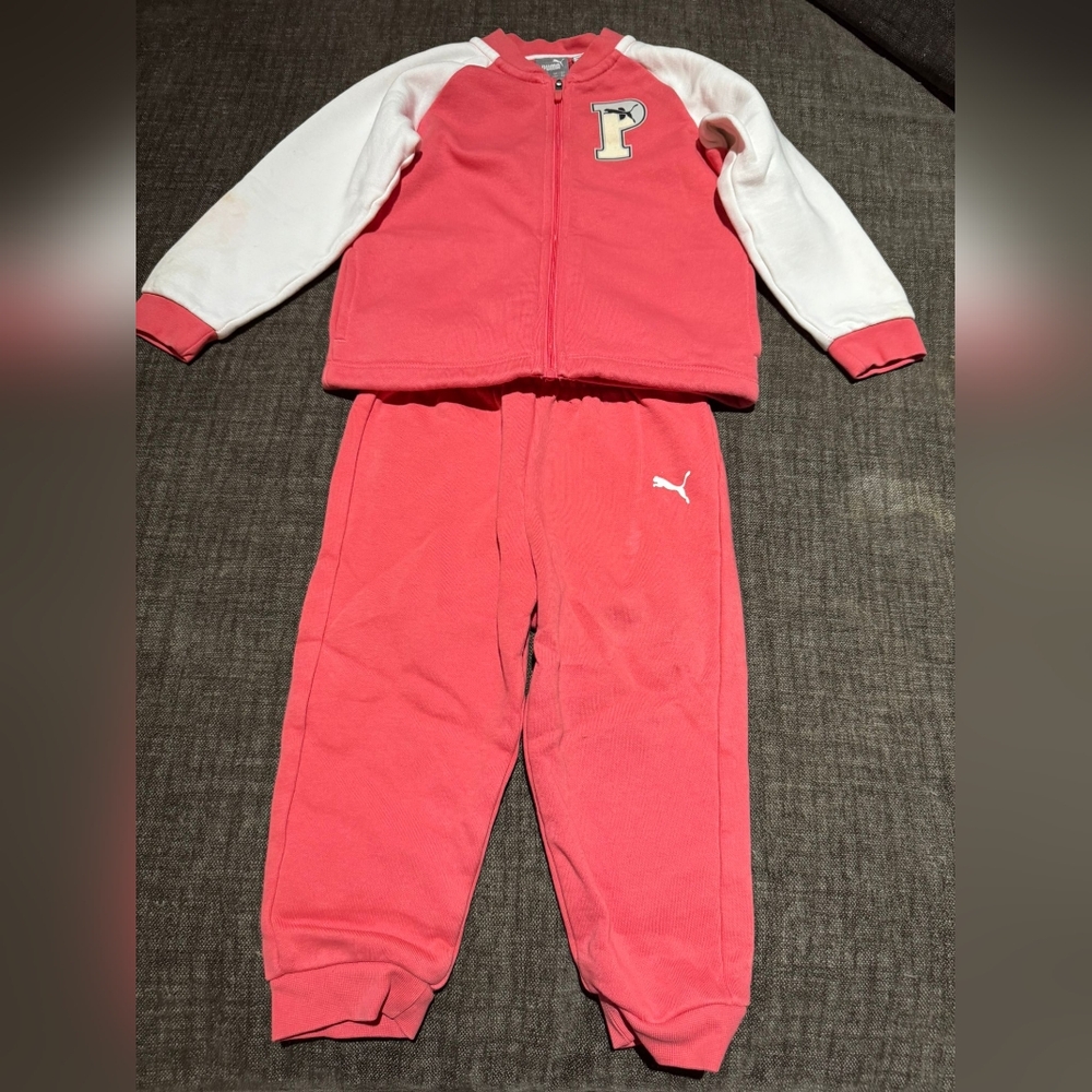 Original Puma 2T sweat suit girls coral and white